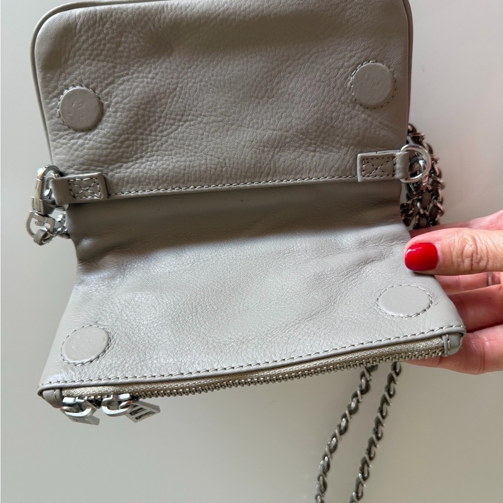 Zadig Silver Snake-Embossed Crossbody Mini Bag with Chain Strap - Picture 5 of 5